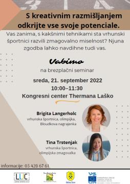 Vabilo na brezplačno delavnico PODJETNIŠTVO IN ŠPORT